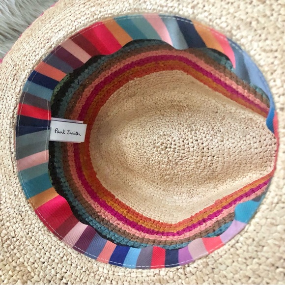 Paul Smith Swirl Rainbow Stripe Straw Hat NWOT - Picture 6 of 10